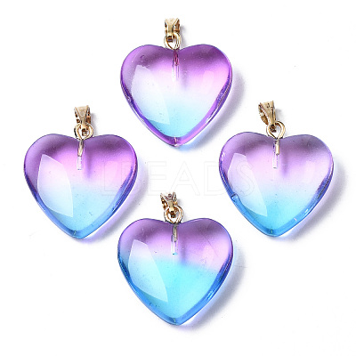 Two Tone Spray Painted Glass Pendants X-GLAA-N035-016-C02-1