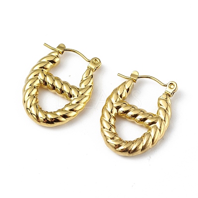 Ion Plating(IP) 304 Stainless Steel Oval Hoop Earrings for Women EJEW-I284-20G-1