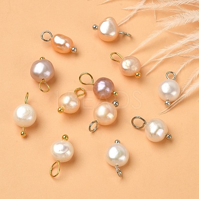 12Pcs 2 Colors Natural Cultured Freshwater Pear Two Sides Polished Charms FIND-YW0004-28-1