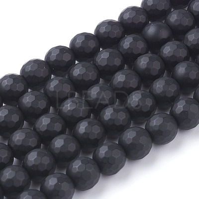 Synthetic Black Stone Beads Strands G-C059-8mm-1-1