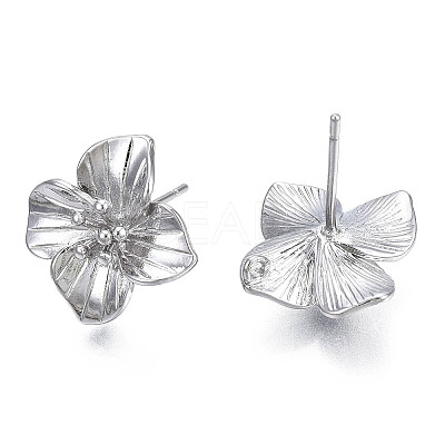Brass Stud Earring Findings X-KK-N232-337A-01P-1