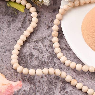 Natural Fossil Beads Strands LS-G-E110-6mm-2-1