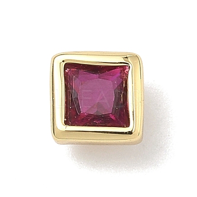 Square Brass Micro Pave Cubic Zirconia Cabochons KK-P345-13G-E05-1