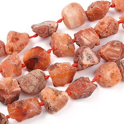 Rough Raw Natural Carnelian Beads Strands G-F595-I07-1