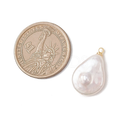 Natural Baroque Pearl Keshi Pearl Pendants PALLOY-JF04777-03-1