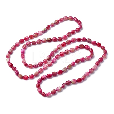 Natural Dyed Malaysia Jade Tumble Stone Nuggets Beaded Long Necklaces for Women NJEW-F340-A04-1