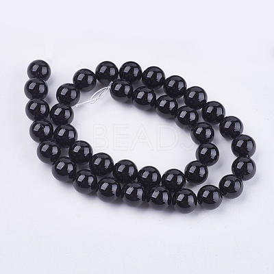 Natural Black Onyx Beads Strands G-H1567-10MM-1