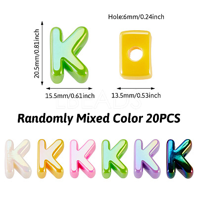 20Pcs UV Plating Opaque Acrylic European Beads OACR-TADJ0001-16K-1