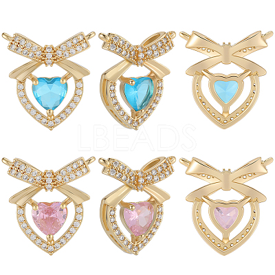 8Pcs 2 Colors Brass Micro Pave Cubic Zirconia Pendants KK-BBC0019-71-1