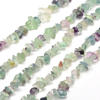 Natural Fluorite Chip Bead Strands G-M205-08-1