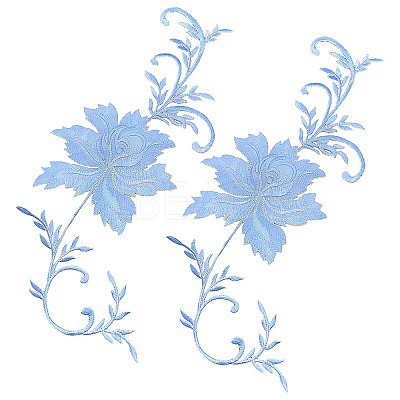 2Pcs Peony Computerized Embroidery Cloth Iron on/Sew on Patches DIY-GF0005-32A-1