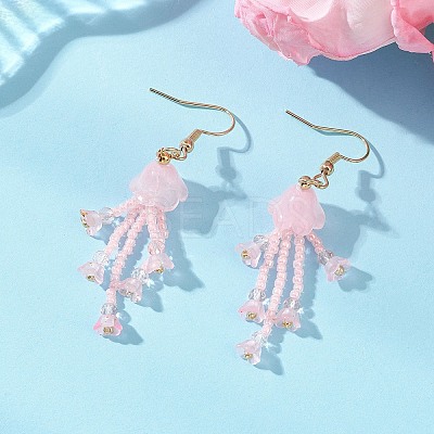 Glass Seed & Glass Beaded Dangle Earrings EJEW-MZ00687-1