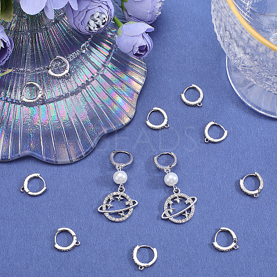 12Pcs Brass Micro Pave Clear Cubic Zirconia Huggie Hoop Earring Findings EJEW-BBC0001-25P-1