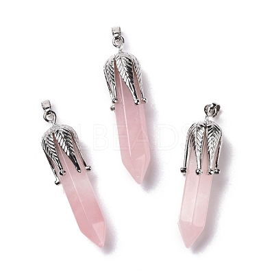 Natural Rose Quartz Big Pointed Pendants G-E059-03AS-08-1