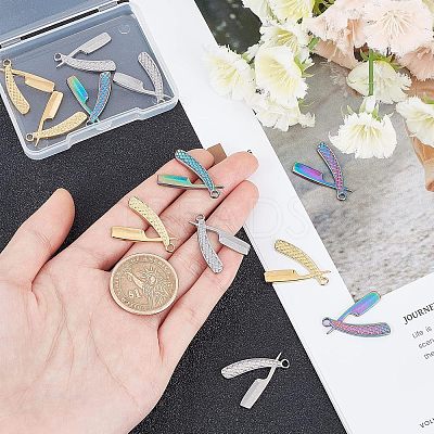 12pcs 3 Colors 304 Stainless Steel Pendants STAS-UN0023-61-1