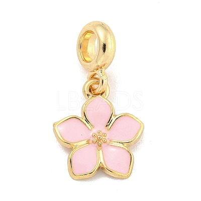 Rack Plating Alloy Enamel Flower European Dangle Charms FIND-B034-55G-01-1