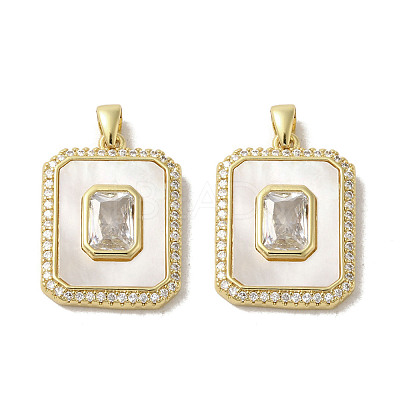 Brass Micro Pave Clear Cubic Zirconia Pendants KK-I708-02D-G-1