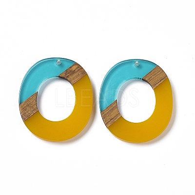 Transparent Resin & Walnut Wood Pendants RESI-M027-01I-1