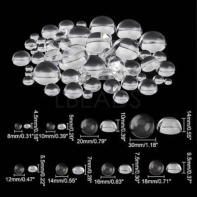 80Pcs 8 Style Transparent Glass Cabochons GGLA-HY0001-01-1