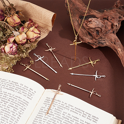 48Pcs 3 Colors Alloy Sword Pendants FIND-UN0003-12-1