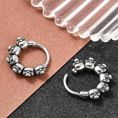 Skull 316 Surgical Stainless Steel Hoop Earrings EJEW-G416-32AS-1