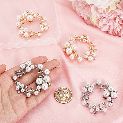 4Pcs 2 Colors Wreath Plastic Imitation Pearl Shoe Decoration AJEW-PH0011-48-1