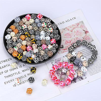 Colorful Pattern Printed Silicone Beads SI-JX0022A-17-1