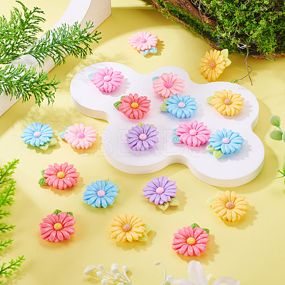 20pcs Opaque Resin Cabochons RESI-TADJ0001-08E-1