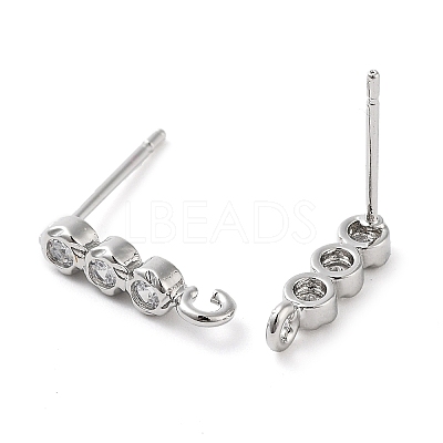 Brass Micro Pave Cubic Zirconia Studs Earring Findings KK-K364-08P-1