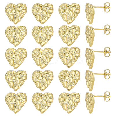 10 Pairs Brass Stud Earrings EJEW-PH0001-52A-1