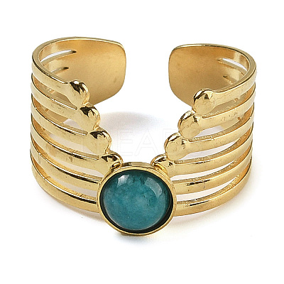 Natural Amazonite Finger Rings RJEW-U027-02G-02-1