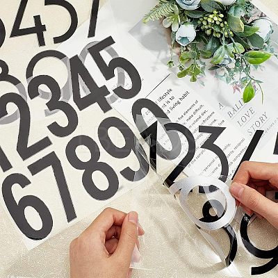 SUPERFINDING 8 Sheets 2 Style PET Sticker Reflective Self Adhesive Vinyl Waterproof 0-9 Number DIY Decorations for Mailbox DIY-FH0002-78-1
