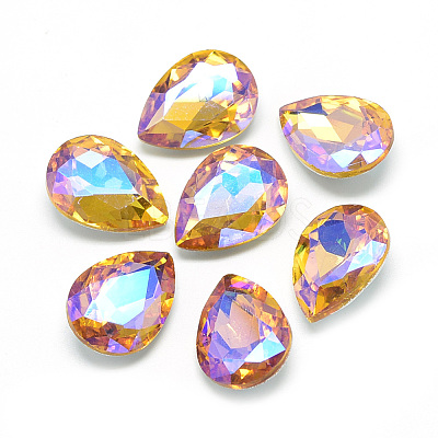 Pointed Back Glass Rhinestone Cabochons RGLA-T017-13x18mm-08-1
