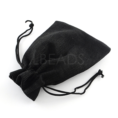 Polyester Imitation Burlap Packing Pouches Drawstring Bags X-ABAG-R005-9x7-09-1