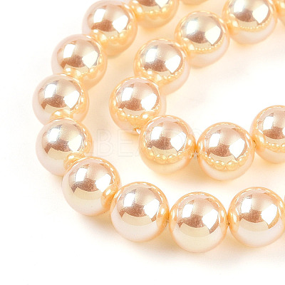 UV Plating Pearlized Glass Pearl Beads Strands GLAA-F128-01B-T6-1