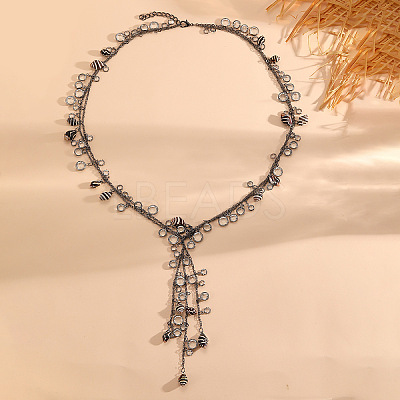Alloy Resin Shell Shape Tassel Necklaces for Women WG893B9-02-1