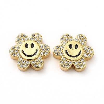 Rack Plating Brass Cubic Zirconia Beads KK-M232-01G-A-1