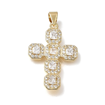 Brass Micro Pave Clear Cubic Zirconia Pendants CU-CBA9883-05A-G-1