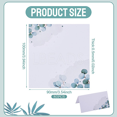 80Pcs Rectangle Paper Table Place Cards AJEW-TA0003-64A-1