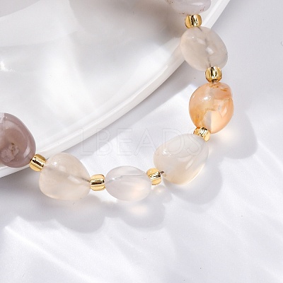 Natural Cherry Blossom Agate Beaded Bracelets for Women G-P563-07P-15-1