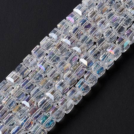 Electroplate Glass Beads Strands EGLA-D018-8x8mm-01-1