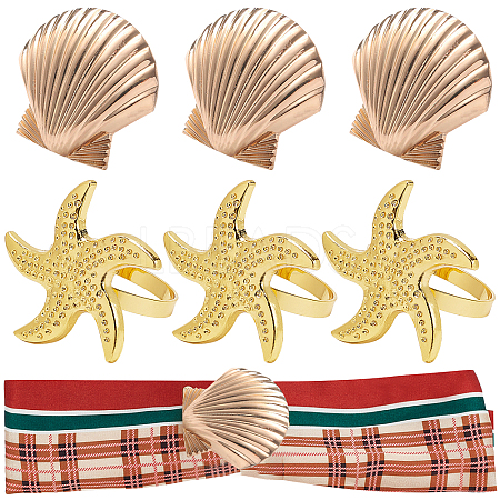 6 Pcs 2 Styles Alloy Napkin Rings AJEW-GF0002-73G-1