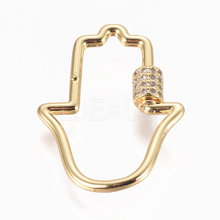 Brass Micro Pave Cubic Zirconia Screw Carabiner Lock Charms ZIRC-F105-10G-1