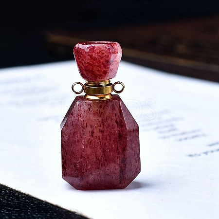 Natural Strawberry Quartz Perfume Bottles PW-WGACEC4-10-1