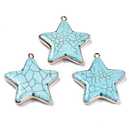 Star Synthetic Turquoise Pendants G-N326-69A-01-1