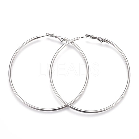 Tarnish Resistant 201 Stainless Steel Hoop Earrings EJEW-F188-24P-D-1