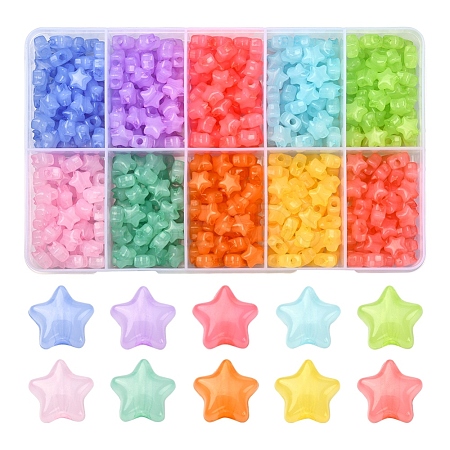600Pcs 10 Colors Imitation Jelly Acrylic Beads MACR-YW0001-81-1