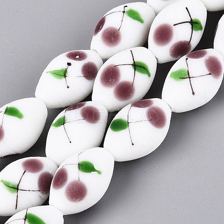 Frosted Handmade Lampwork Beads Strands LAMP-N037-03D-1