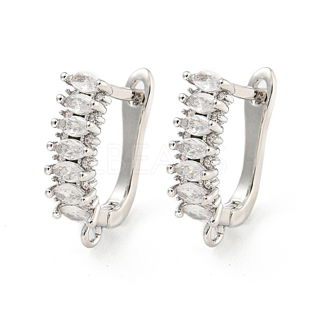 Rack Plating Brass Micro Pave Cubic Zirconia Hoop Earring Findings EJEW-C102-19P-1