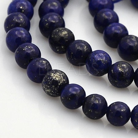 Dyed Natural Lapis Lazuli Round Beads Strands G-N0120-01-6mm-1